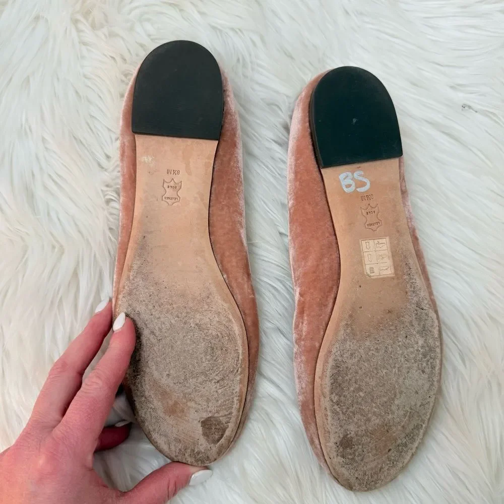 Tory‎ Burch Charm Pink Velvet Grosgrain Ballet Flats - Size 8.5
